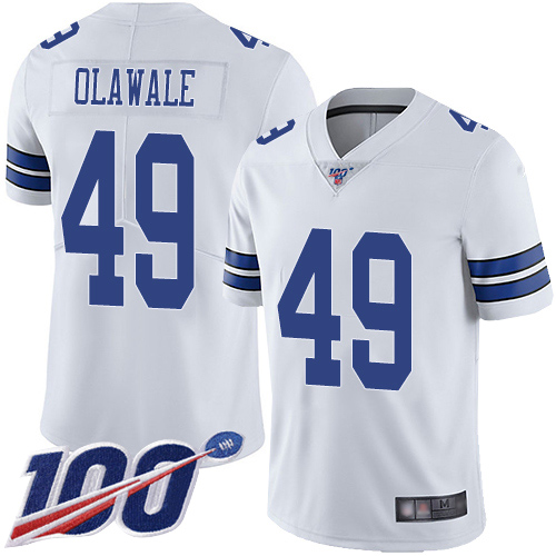 Men Dallas Cowboys Limited White Jamize Olawale Road #49 100th Season Vapor Untouchable NFL Jersey->women nfl jersey->Women Jersey